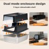Skylos Cat Litter Box Stainless Steel Large Enclosed Toilet Tray Anti-Splashing