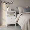 Levede Bedside Table Wood Nightstand Cabinet 2 Storage Drawers Open Shelf White