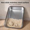 Skylos Cat Litter Box Enclosed Stainless Steel Litter Tray Hooded Covered Toilet