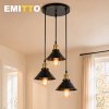 Emitto Pendant Light 3 Lights Height Adjustable Vintage Ceiling Light Black