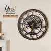 Yezi Wall Clock Silent Quartz Tree Design 40Cm Large Face For Living Room Black