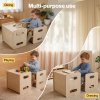 Levede Kids Table And Chair Sets 3-in-1 Adjustable Baby Safe Plywood Light Brown