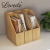Levede Bamboo File Rack Wooden Magazine Holder A4 Document Office Desk Organiser