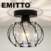 Emitto Crystal Ceiling Light Semi Flush Mount Chandelier Modern Hallway Black