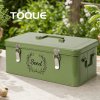 TOQUE Seed Box 4-Compartment Storage Box Metal Seed Organiser Dark Green