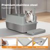 Skylos Stainless Steel Cat Litter Box Semi-Enclosed Easy Cleaning Pet Toilet