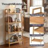 Levede Shelf 4 Tier Space Saving Bamboo Display Cabinet For Living Room Bamboo