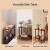 Levede Narrow Side Table 2 Tier Storage MDF End Table Rubber Wood Legs Brown