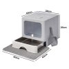 Skylos Cat Litter Box Stainless Steel Enclosed Drawer Odor Control Foldable Grey