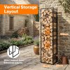Levede Firewood Rack Steel Outdoor Storage Log Holder Fireplace 40 x 25 x 150cm