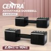 Centra A Pair 2.8KG-10KG Adjustable Dumbbells With Metal Weight Block Set Black