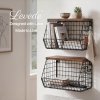 Toque Fruit Snack Storage Basket 2PCS Stackable Wall Mounted Kitchen Wood Lid