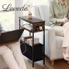 Slim Side Table with Charging Station Storage Narrow End Table Sofa Living Room
