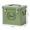 TOQUE Seed Storage Box Organiser 3 Compartment Metal Seed Storage Green