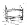TOQUE Pot Rack Kitchen Storage Organiser Shelf Pan Rack 20 Hooks Lid Holders