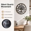 Yezi Wall Clock Silent Quartz Tree Design 40Cm Large Face For Living Room Black