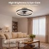 Emitto Ceiling Fan with Lights Remote Modern LED Dimmable Quiet 6 Speeds Black
