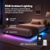 Levede Double Bed Frame Floating Design with Storage Shelves RGB Lights Black