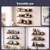 Levede Wall Shelves Set of 3 Floating Shelves High Edges For Living Room Brown