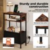 Slim Side Table with Charging Station Storage Narrow End Table Sofa Living Room