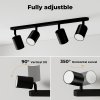 EMITTO Led Ceiling Spot Light GU10 4-Way Fully Adjustable Steel Modern Black