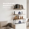 Levede Wood Floating Shelves 3 Tier Bathroom Wall Shelves with Storage Basket