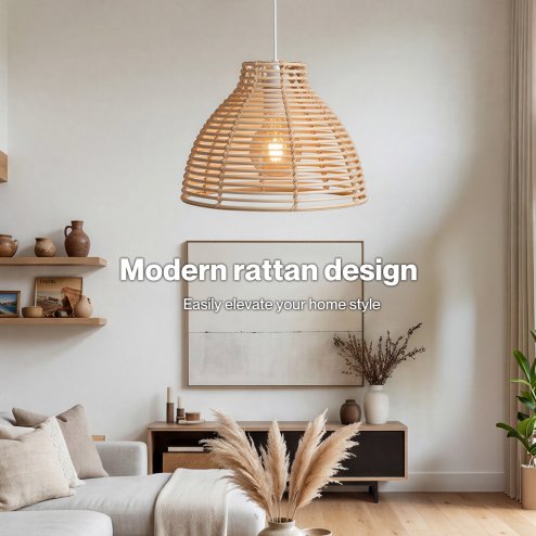 Emitto Ceiling Light Shade Wicker Basket Style Plastic Lampshade Pendant 2PCS