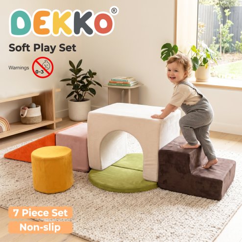 Dekko Soft Play Set Foam Blocks Baby Climbing Blocks Vellum Suede Multi-Colour