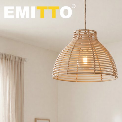 Emitto Ceiling Light Shade Wicker Basket Style Plastic Lampshade Pendant 2PCS