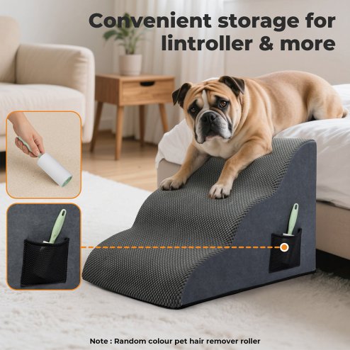 Skylos 3-Step Pet Stair Dog Ramp for Sofa Bed High Density Foam Non-Slip Ladder