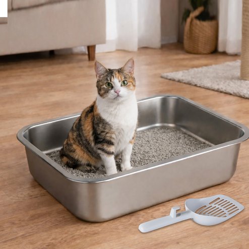 Skylos Litter Box for Small Animals, Stainless Steel