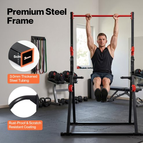 Centra Pull Up Bar, Pull Up Station, Dip Bars Free Standing, 220KG, Black Red