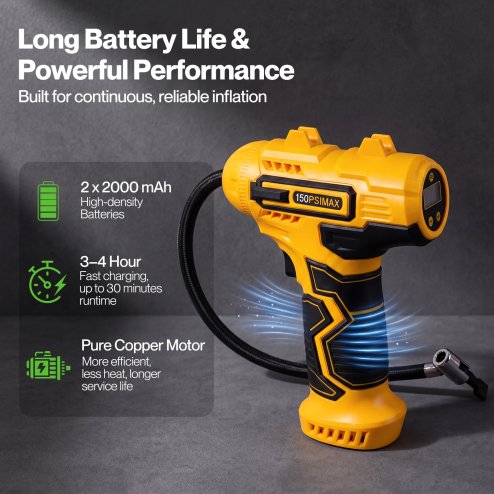 Traderight Car Tyre Inflator Cordless Air Compressor 150PSI Portable Tyre Pump