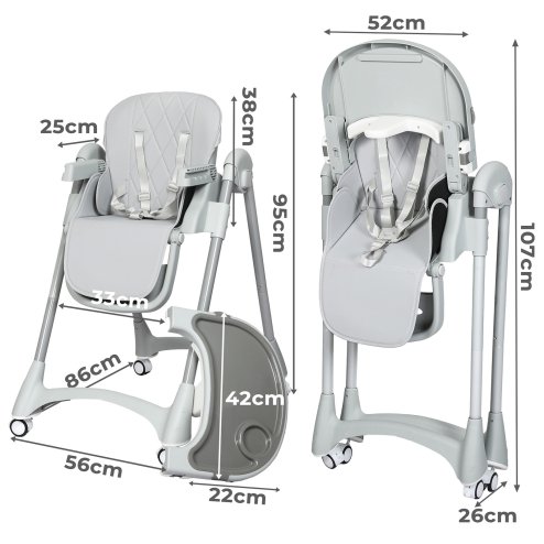 Dekko Baby High Chair 4 in1 Foldable Toddler Feeding Table Adjustable Portable