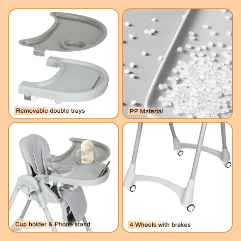 Dekko Baby High Chair 4 in1 Foldable Toddler Feeding Table Adjustable Portable