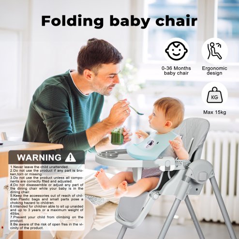 Dekko Baby High Chair 4 in1 Foldable Toddler Feeding Table Adjustable Portable