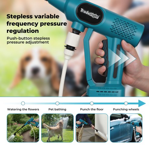 Traderight Cordless Pressure Washer 50Bar/725PSI Dual 4000mAh 6-in-1 Nozzle LCD
