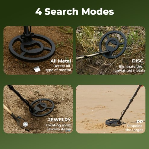 Traderight Metal Detector Professional Waterproof for Beginner 4 Search Mode
