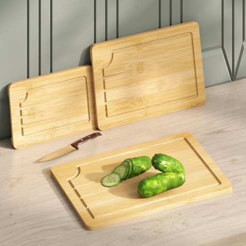 Toque 3Pcs Bamboo Cutting Board Set Chopping Boards Serving Platter Kitchen