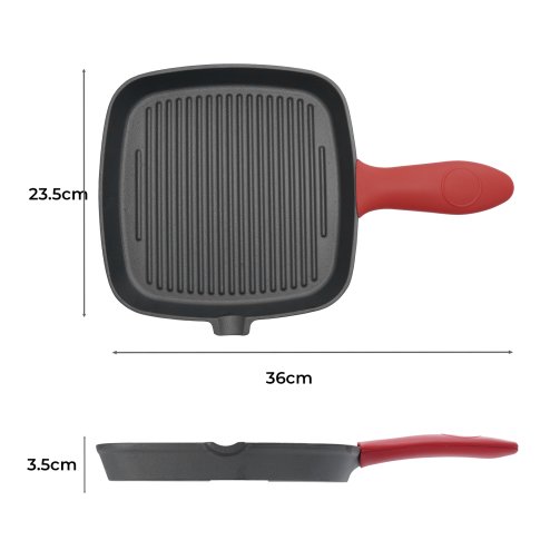 Toque Cast Iron Griddle Grill Pan Square Skillet BBQ Non?Stick Frying Cookware
