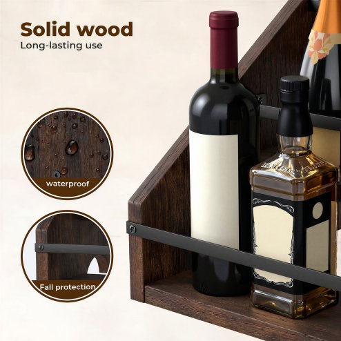 Toque Counter Top Wine Rack Storage Liquor Bottle Display Shelf Wooden Holders