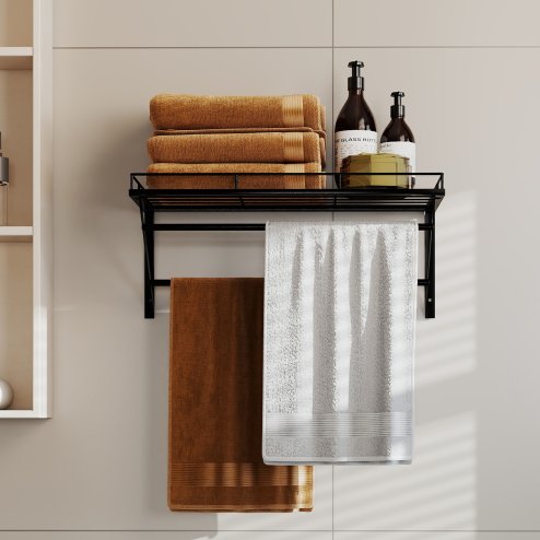 Toque Wall Mounted Pot Pan Rack Multipurpose Utensil Rail Holder Shelf 12 Hooks