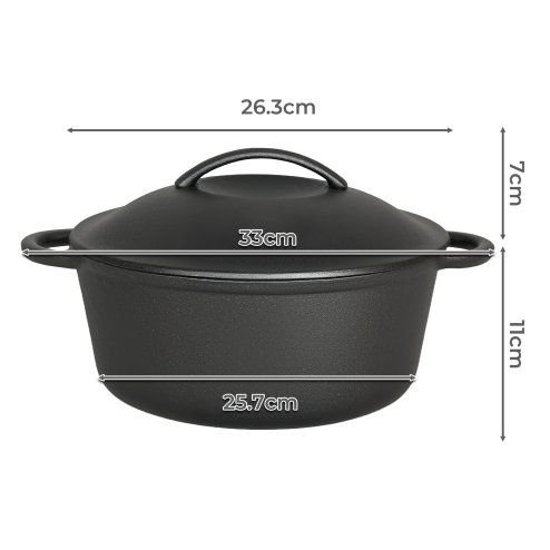 Toque 6.6L Cast Iron Dutch Oven Heavy Duty Casserole Dish Pot Stockpot With Lid