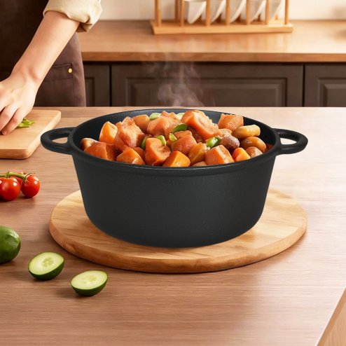 Toque 6.6L Cast Iron Dutch Oven Heavy Duty Casserole Dish Pot Stockpot With Lid