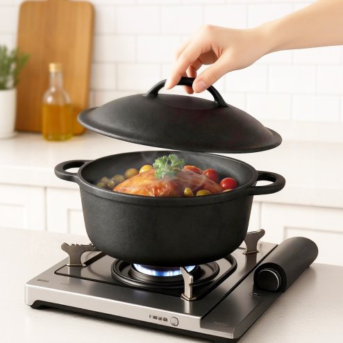 Toque 6.6L Cast Iron Dutch Oven Heavy Duty Casserole Dish Pot Stockpot With Lid