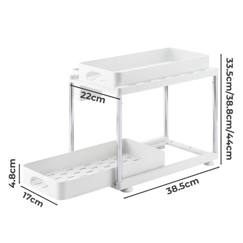 Toque Under Sink Organiser Two Slide-Out Drawers Kitchen Storage 2pcs White