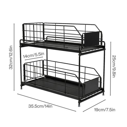 Toque 2 Tier Pull Out Basket Under Sink Kitchen Cabinet Storage Organiser Drawer