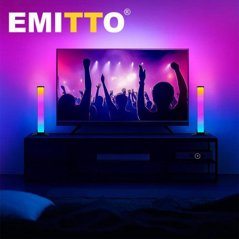 Emitto 2x Smart RGB LED Light Bar Ambient Lamp Color Changing Music TV Backlight
