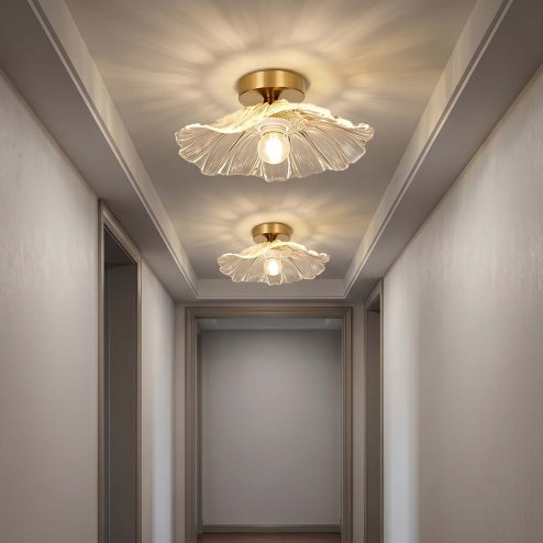 Emitto Ceiling Light Flower Clear Glass Fixture Chandelier Flush Mount 2 PCS