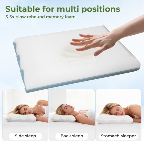 Lavio Luxury Pillow Firm Side Support Memory Foam with Soft Side Foam Reversible